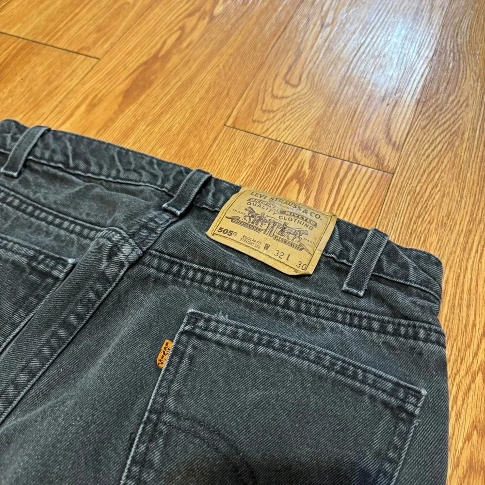 Levi's 505 Men's Jeans Orange Tab Fits 30x29 Black 90s Vintage